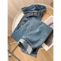 Voguable Jumpsuits Women Streetwear Denim Overalls Vintage Loose Casual Wide Leg Pants High Waist Strap Straight Jeans Trousers New voguable