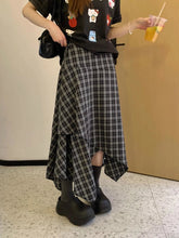 Voguable Streetwear Irregular Plaid Skirts Women Chic Vintage Design Casual Skirts Harajuku A Line Midi Skirts All Match Y2K Aesthetics voguable
