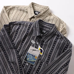 2023 New Japanese Vintage Striped Shirts for Men Hawaiian Fashion Designer Long Sleeve Spring Loose Casual Shirt Men Couple Coat voguable