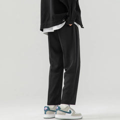 Solid Color Suit Pants Men Fashion Society Mens Dress Pants Korean Loose Straight Wide Leg Pants Mens Office Formal Trousers voguable