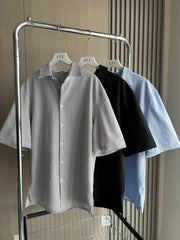 Voguable Seersucker shirt 2024 Spring/summer new technology fabric loose version of business casual men's short-sleeved shirt voguable