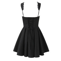 Sexy Sleeveless Lace Up Dress For Women Lace Spliced A-line Mini Elegant Party Dresses Evening Gowns Birthday Robe