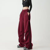 Voguable American Style Cargo Pants Women Autumn Winter Loose Thicken High Waist Straight Casual Motion Side Stripes Wide Leg Trousers voguable