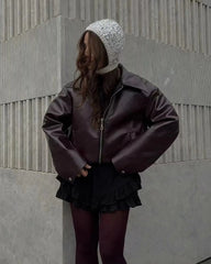 2024 New Leaher Jackets Women's Jaqueta Feminina Streetwear ins Outwear Casaco Feminino Vermelho Couro Coat Black Giacca Pelle voguable