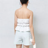 Tube Tops y2k Clothes Women Solid Color Off Shoulder Strapless Sleeveless Ruched Bandeau Tie Up Vest 2000s Streetwear voguable