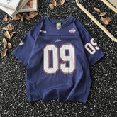 American Retro Jersey Short-sleeved T-shirt Men's Trendy Quick-drying Mesh Breathable Loose Casual V-neck Racing Suit Top Chic voguable