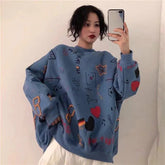 Voguable Harajuku Graffiti Women Sweatshirts Fall Winter Thick Vintage Sweet Preppy Pullovers Korean Loose Casual Print Long Sleeve Tops voguable