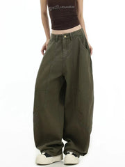 Y2K American Retro Cargo Jeans Women High Waist Streetwear Loose Wide Leg Denim Pants Bf Hip Hop All Match Straight Pants New voguable