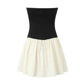 Sexy Elegant Women Patchwork Strapless Mini Dress Summer Party Robe