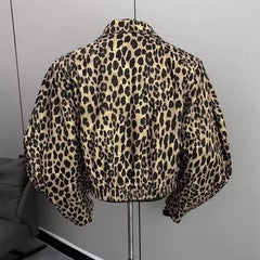 American Retro Leopard Print Jacket Men's Korean Style Style High-end Handsome Short Jacket Trendy High Street Style Denim Top voguable