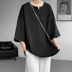 Mens V Neck Loose Fit Tshirt Summer Fashion Comfort Breathable Casual Streetwear Trendy Tee Lightweight Premium Fabric Crew Neck voguable