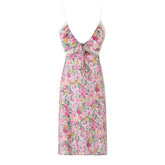 New Women Lace Spliced Floral Print Spaghetti Strap Sexy Dress Sleeveless V Neck Female Holiday Summer Dress Short voguable