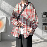 Spring Long Sleeved Shirt Men Retro Plaid Shirt Men Japanese Streetwear Loose Casual Shirt Mens Vintage Shirts Plus Size 5XL voguable