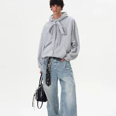 American solid strap design hooded sweatshirt cardigan men's autumn winter new coat couple tops loose versatile jacket voguable