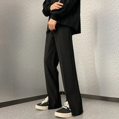 Grey Suit Pants Men Fashion Society Mens Dress Pants Korean Loose Straight Pants Mens Office Formal Trousers M-3XL voguable
