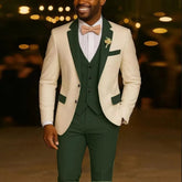 Voguable New Solid Suits for Men Slim Fit Groom Wedding Suits Tuxedo Best Man Blazer Vest Pants 3 Pieces Fashion Marriage voguable