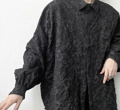 Shirts Men Floral Japanese Style Fashion Loose Pleated Long Sleeve Vibe All-match High Street Youthful Cool Designed Vintage