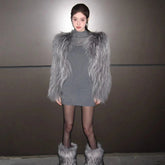 Voguable Turtleneck Black Knitted Mini Dress Women Y2K Sexy Mesh Patchwork Sweater Dresses Winter Streetwear Long Sleeve Bodycon Vestidos voguable