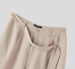 Summer Spring Men Casual Pants Solid Color Belt Wide Leg Pant Long Trousers Men's Clothing Streetwear Oversize S-5XL voguable