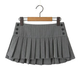 Mini skirt y2k clothes kawaii korean fashion striped skirts for women grey mini skirts woman pleated micro skirts with buttons Pbong