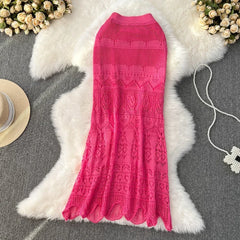 Voguable Boho Retro Holiday Long Skirts Women Y2k Crochet Hollow Out Female Trumpet Skirt Ladies Elegant Summer Sexy Skirt voguable