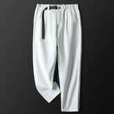 White Stretch Casual Ankle Pants Silhouette Men's Elegant Suit Pants Summer Korean Straight Loose Men's Smart Casual Trousers voguable