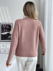 New lace round neck pullover long sleeved autumn and winter knitted sweater voguable