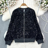 Voguable Spring Autumn Loose Jacket Long Sleeved Casual Fashion Baseball Sequin Women Coats voguable