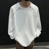 2025 Spring Men Sweatshirts Metal Zipper Solid Color Casual O Neck Fashion Oversize Streetwear Hip Hop Male White/Black voguable