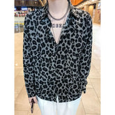 Spring Autumn New Fashion Turn-down Collar Long Sleeve Leopard Blouse Men's Clothing Korean All-match Simplicity Button Shirts voguable