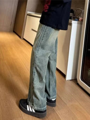 Blue Jeans for Men Washed Simple Fashion Vintage Straight Trousers High Street Personality Handsome Ulzzang Pantalones Hombre voguable