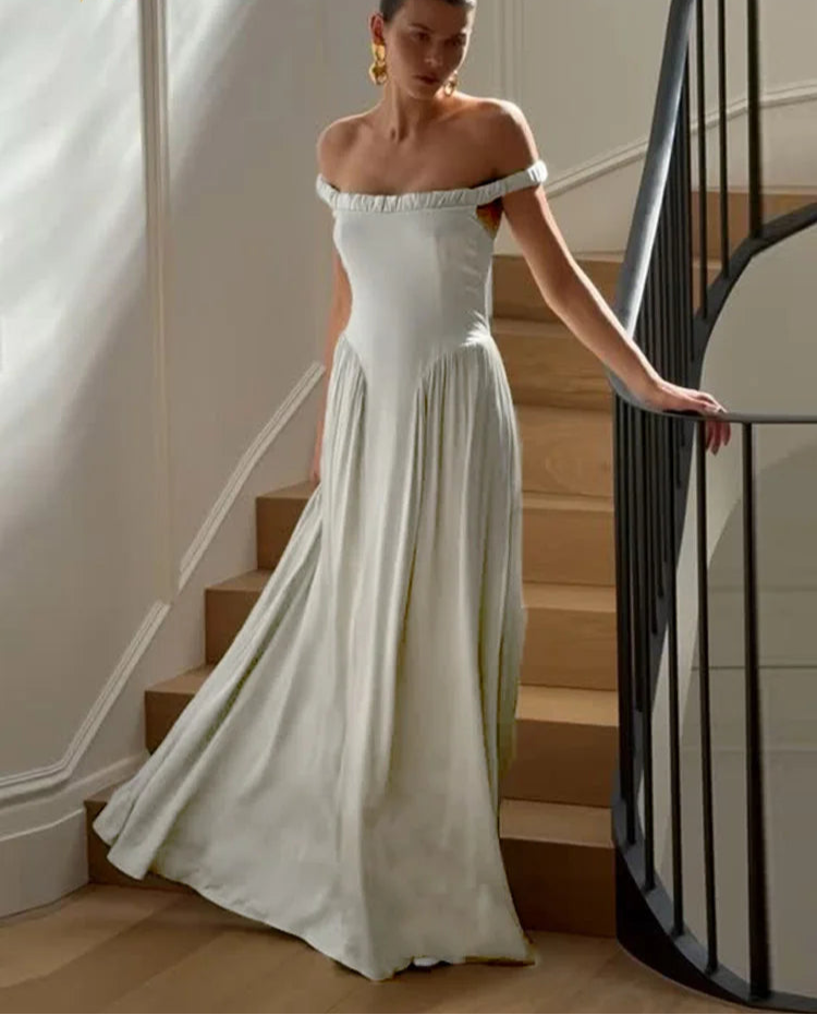 Elegant Solid Color Off Shoulder Fashion Long Dress Women's Backless Sleeveless Party Dresses New Spring Banquet Vestidos