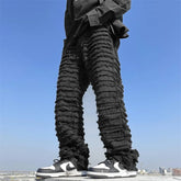 White Hip Hop Jeans Striped Tassel Frayed Straight Baggy Jeans Pants Harajuku Male Female Solid Streetwear Casual Denim Trousers voguable