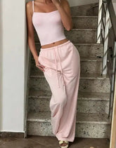 Voguable Autumn/Winter New Women's Fashion Casual Sports Tank Top Solid Color T-shirt Pants Two Piece Set Women's Wear voguable