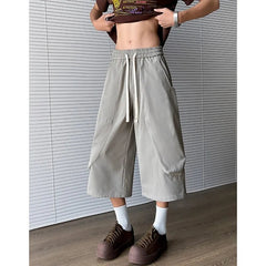 Summer Casual Pants Men Straight Wide Leg Pants Mens Japanese Streetwear Hip-hop Loose Cropped Trousers Man Plus Size 4XL voguable