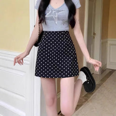 Polka Dot Summer Casual Bag Hip Skirt Women's High Waist A-line Skirt Suit Skirt voguable