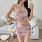 Sexy Purple Tie Dye Bikini Women Swimsuit Padded Swimwear Three Pieces Bikinis Set Korea Beach Skirt Wear Bathing Suit Swim