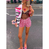 Voguable y2k Plaid Shorts Women Aesthetic Clothes Elastic Waist Ruffle Trim Pumpkin Bottoms 2000s Bloomers Summer Streetwear voguable