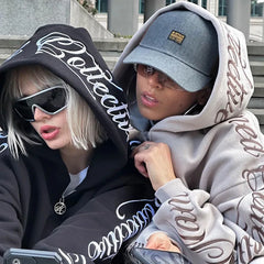 American Winter Sweatshirt Y2k Gothic Hip Hop Couple Hoodies Print Harajuku Zip Up Oversized Women Punk Grunge Black Jacket voguable