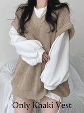 Voguable Autumn Winter Sweater Vest Women Korean Fashion Preppy Style Knitted Sweater Female Oversized Casual Loose Sleeveless Pullovers voguable