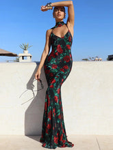 Halter Backless Print Sexy Maxi Dress For Women Gown Elegant Sleeveless High Waist Evening Club Party Long Dress voguable