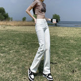 Voguable Spring Summer New Thin High Waist Slim Straight Jeans Korean Fashion Casual Versatile White Black Woman Clothing Denim Pants voguable