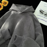 Voguable Men Suede Hoodies Fall Winter Sweatshirt American Vintage College Style Hooded Sweatshirt Fashion Street Trend Clothing voguable