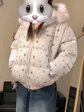 Women Winter Stars Sweet Parkas Fashion Hooded Warm Cute Puffy Coat Japan Long Sleeve Loose Female Preppy Style Chic Jacket New voguable