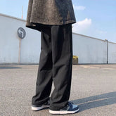 Elegant Fashion Harajuku All Match Slim Fit Straight Leg Wide Leg Pants Solid Pockets Thin Style Casual Pants Loose Trousers voguable