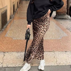 2024 Women Fashion Leopard Print Skirt Fashion Vintage High Waist Midi Skirts Elegant Women Springtime Casual Streetwear Skirt voguable