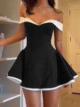 Voguable Elegant Black Off-shoulder Strapless Sexy Mini Dress Women Fashion Sleeveless Backless High Waist A-line Club Party Dress voguable