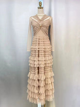 Solid Lace Mesh Spliced Dresess For Women Round Neck High Waist Long Sleeve Elegant Dress Female Spring 2025 New voguable