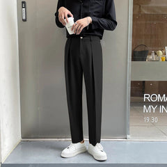 Black Suit Pants Men Slim Fashion Social Mens Dress Pants Korean Loose Casual Straight Pants Mens Office Formal Trousers M-3XL voguable