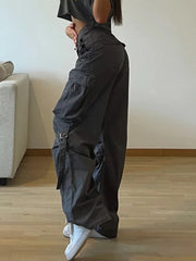 Voguable  Cargos Style Parachute Pants Low Waist Women Joggers Harajuku Pockets Baggy Wide Leg Trousers y2k Streetwear Casual voguable